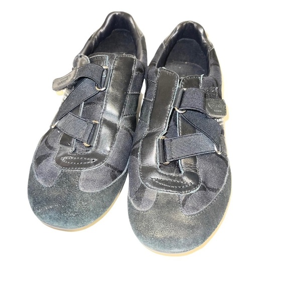 Coach Kyra Black Jacquard Velcro Athletic Sneakers Shoes - Picture 2 of 7